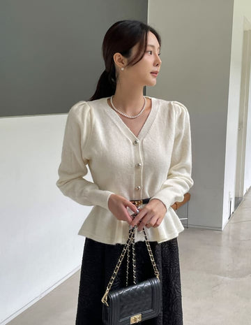 Sophia Flare Pearl Knit Cardigan